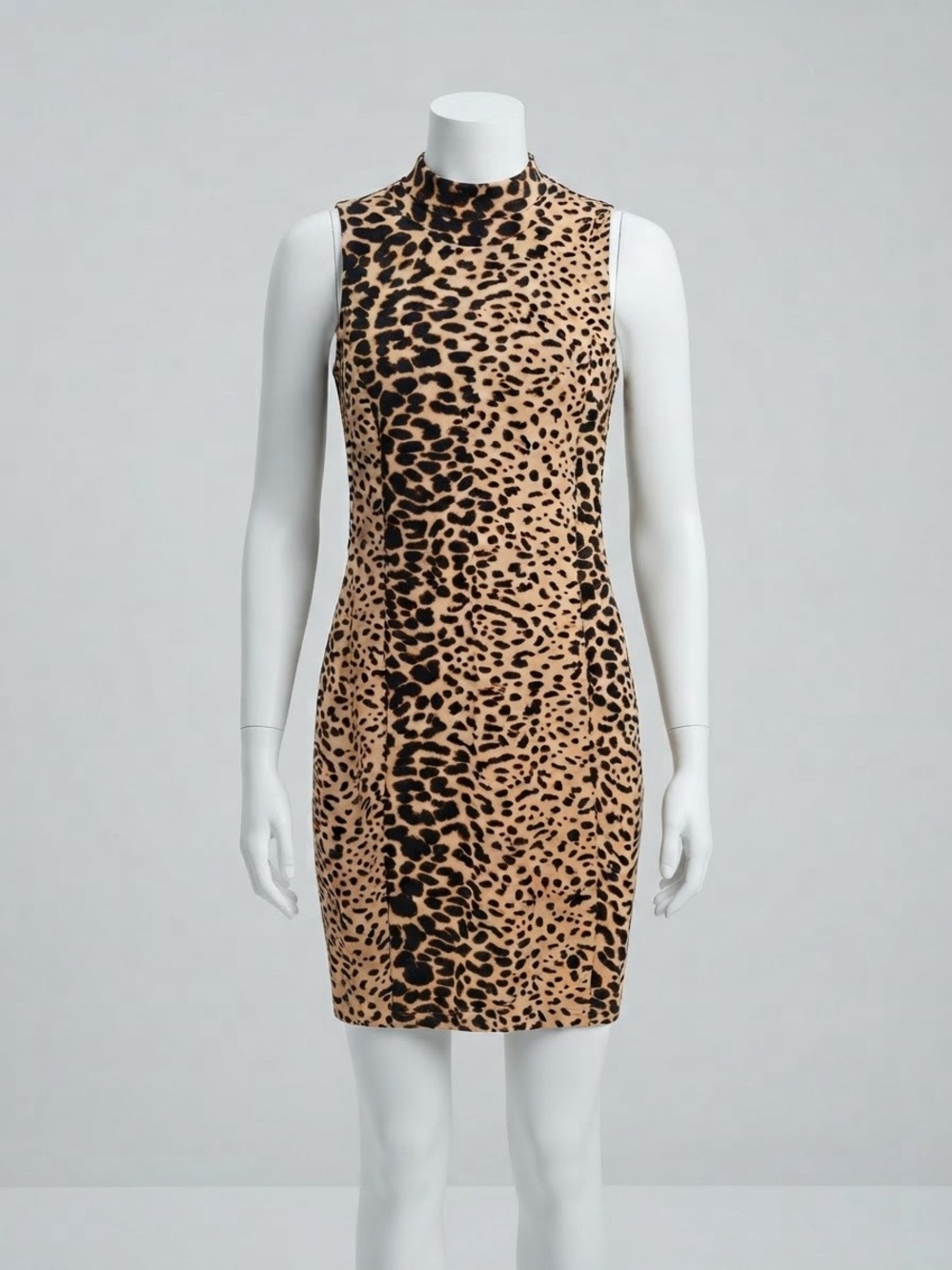Apt. 9 Leopard-Print Mock Neck Mini Dress in Tan and Black